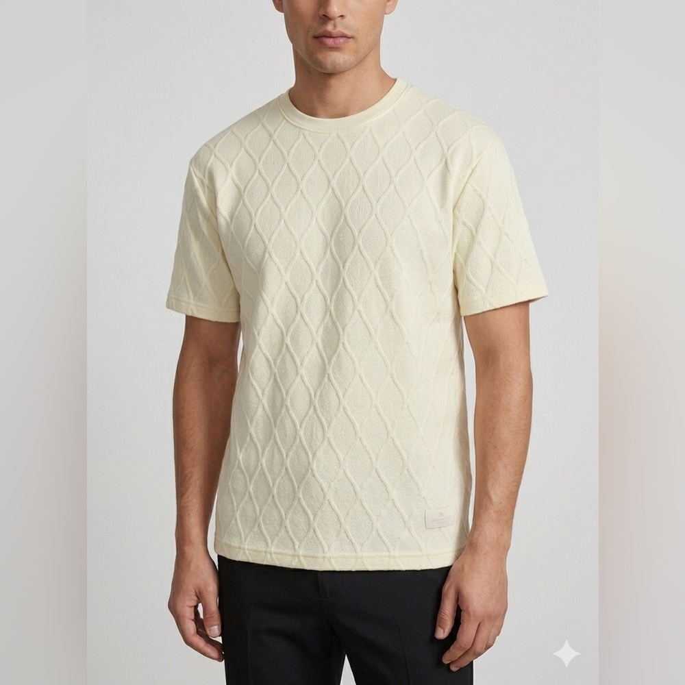 Saints Studio Men's Apparel Oat Color Embossed T-Shirt‎ Small